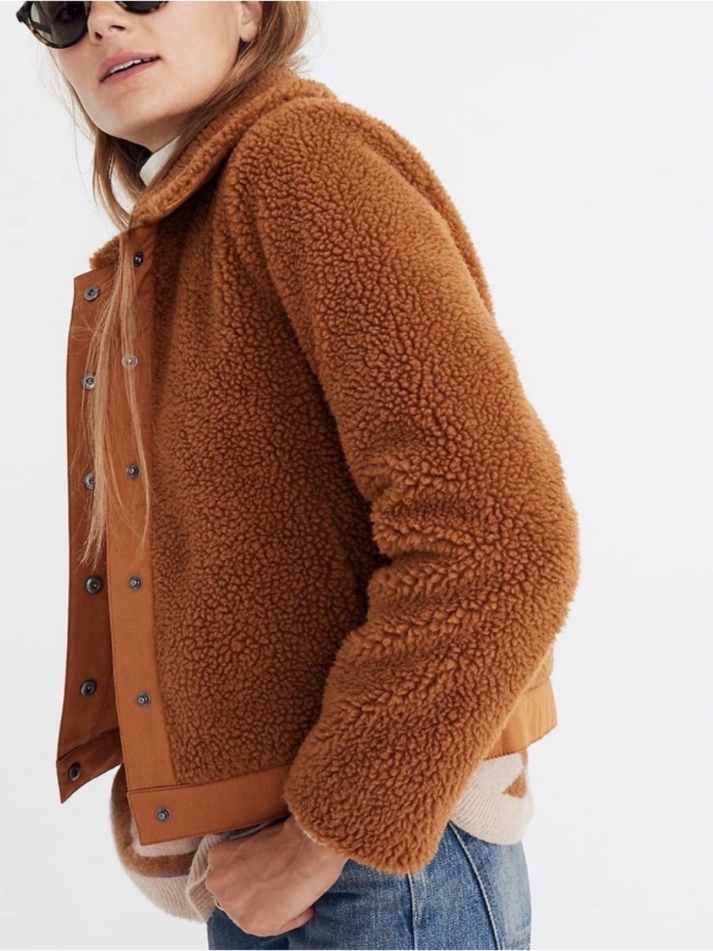 Madewell - Caramel Sherpa Bomber Jacket - Picture 2 of 4